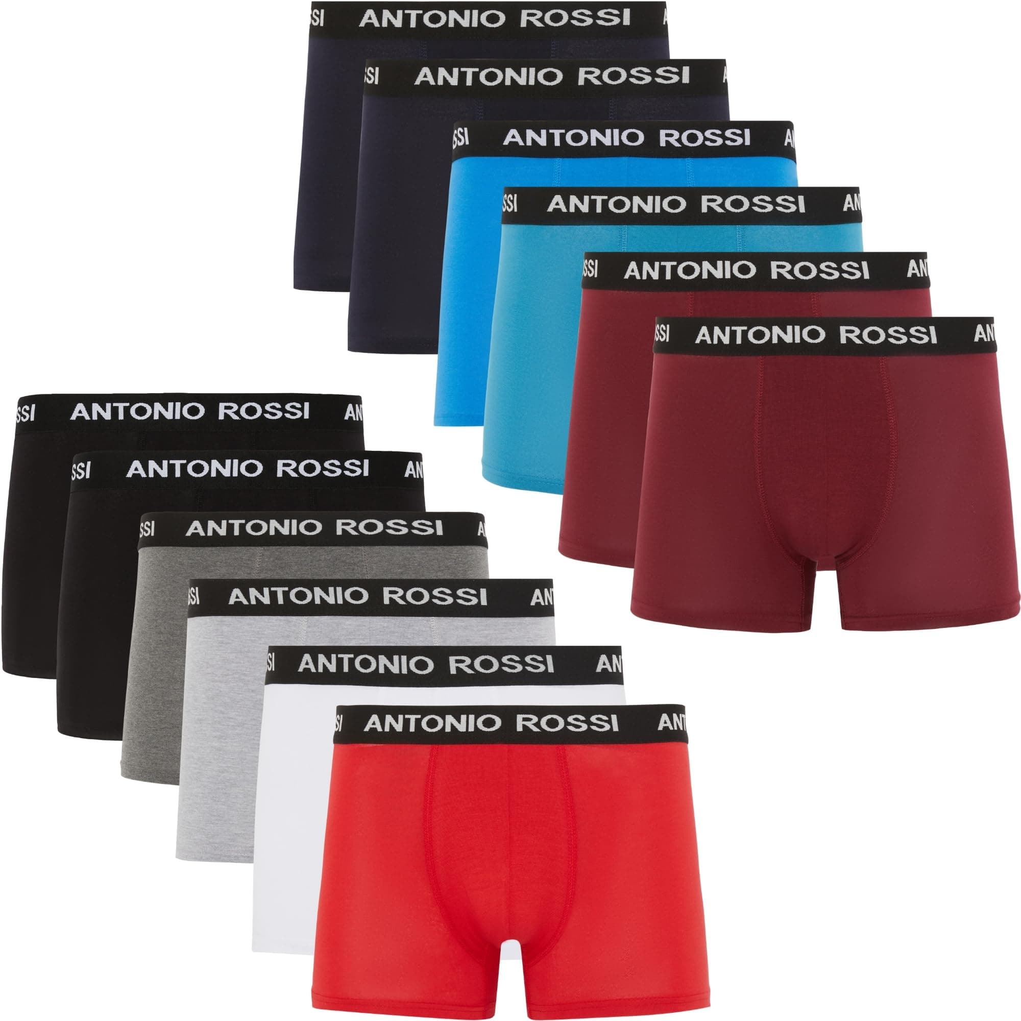 ANTONIO ROSSI 12er-Pack Herren-Boxer-Hipster - Herren-Boxershorts Multipack mit elastischem Bund L Hell Sortiert