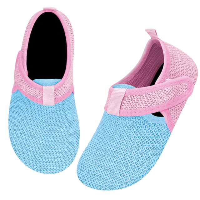 Kyopp Hausschuhe Kinder Jungen Slipper mit Gummizug, Mädchen Klettverschluss Barfussschuhe Kindergarten Rutschfest Pantoffeln mit Klittenband Kleinkinder Schuhe