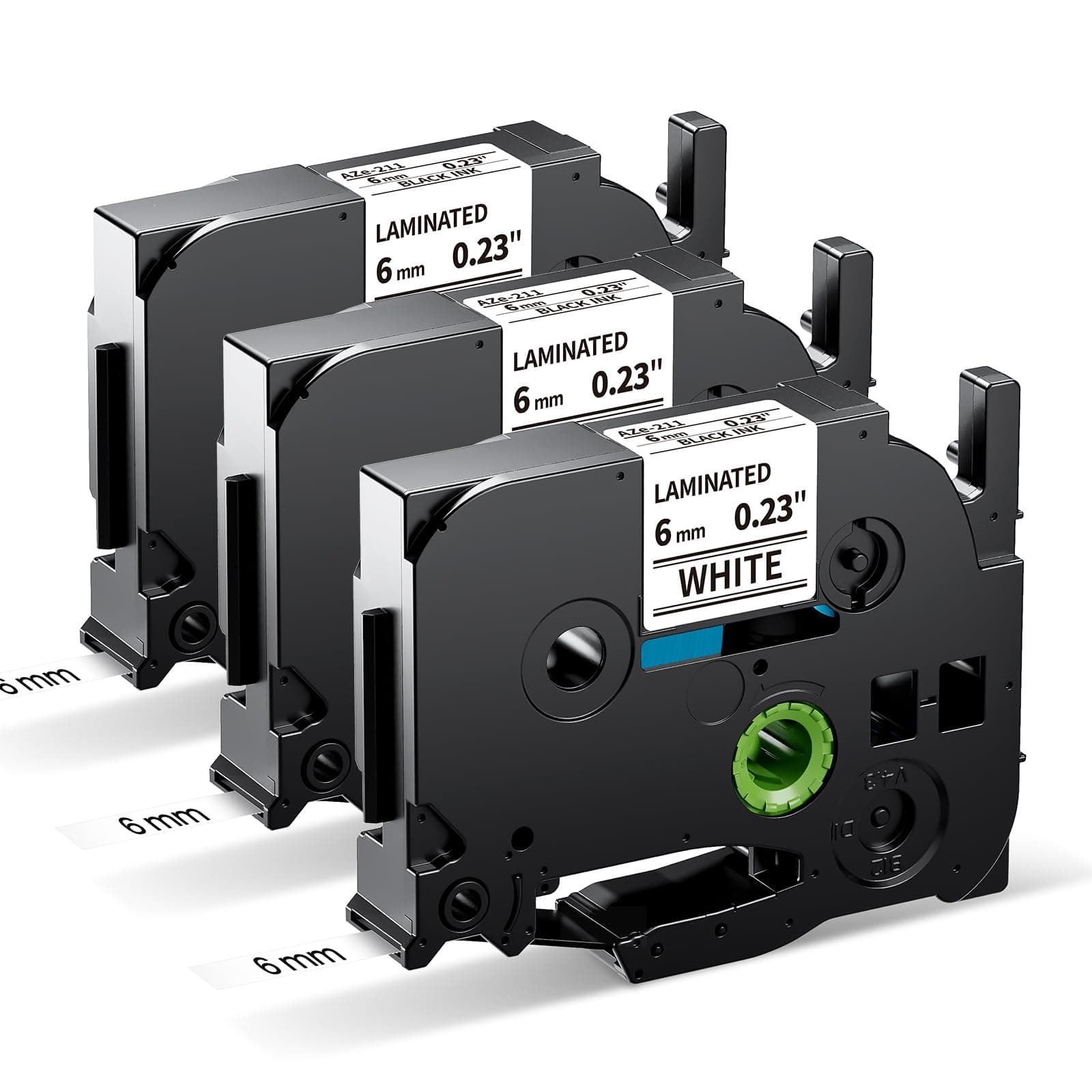 MarkField Kompatible Schriftband als Ersatz für Brother P-Touch Bänder TZ TZe-211 6mm x 8m Etikettenband Laminiert für PT-H105 H108 H100LB H100R 1005 1080 D400 D200 E100, Schwarz auf Weiß 6mm schwarz auf weiß