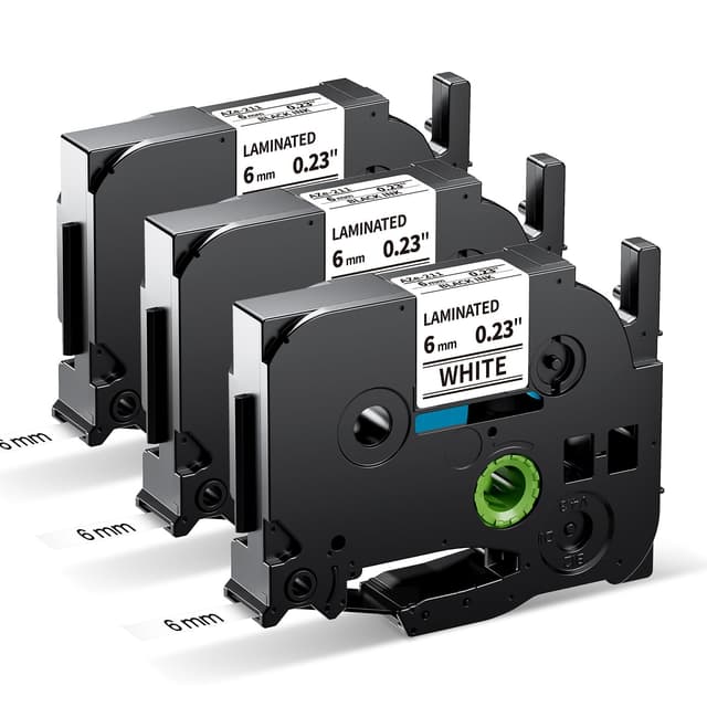 MarkField Kompatible Schriftband als Ersatz für Brother P-Touch Bänder TZ TZe-211 6mm x 8m Etikettenband Laminiert für PT-H105 H108 H100LB H100R 1005 1080 D400 D200 E100, Schwarz auf Weiß 6mm schwarz auf weiß
