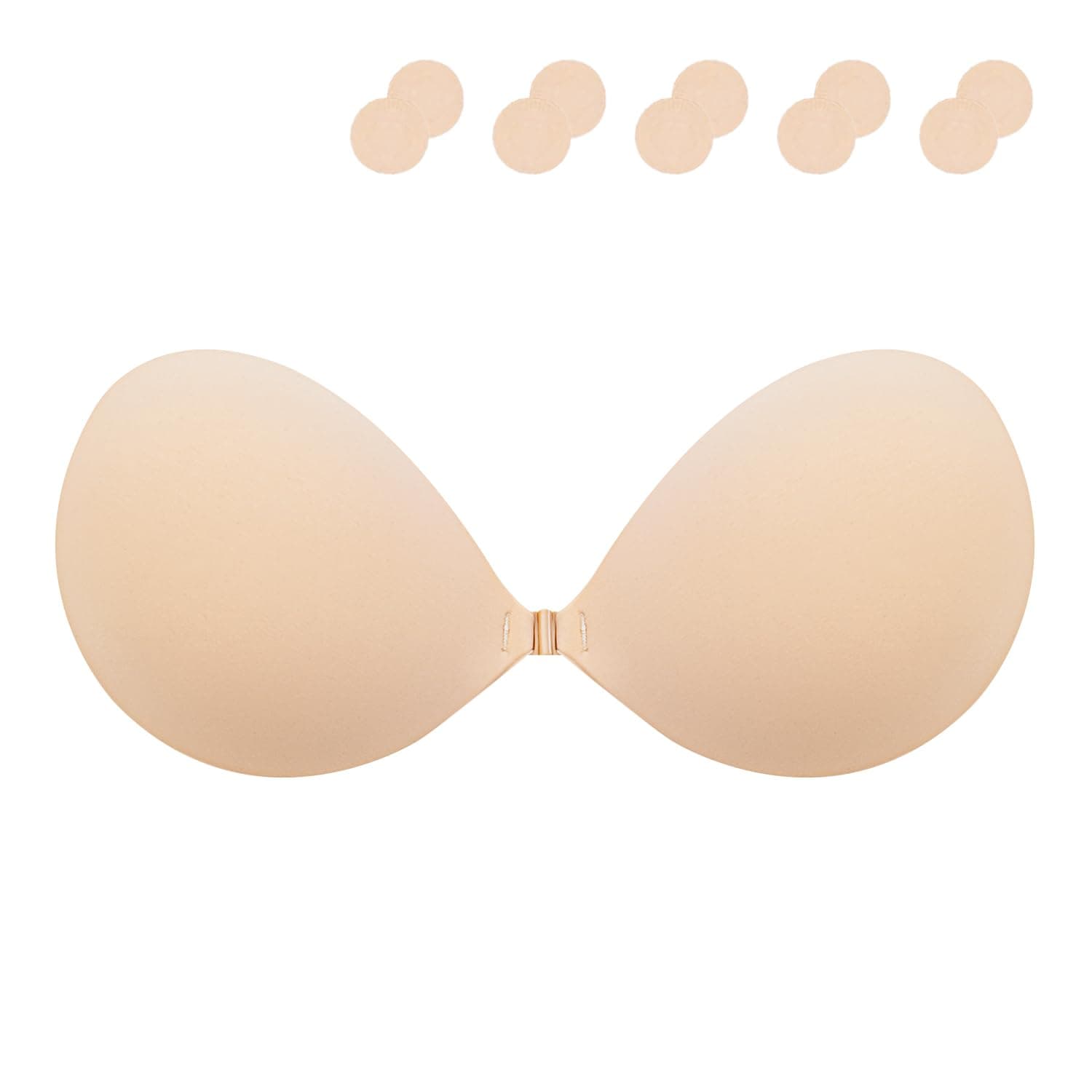 Klebe BH Push up Ohne Träger Unsichtbarer Trägerloser BH Sticky Bra zum Kleben Rückenfreier Klebe-BHS Trägerlos Klebebh Damen große Brust Klebepads kleine brüste für Rückenfreies Kleid und Brautkleid B Beige