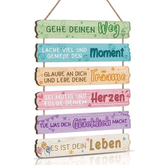 TOARTi Jugendweihe Deko Schild mit Spruch Wandschild Lebenseinstellung Motivation Schulkind Jugendweihe Bild Planken Optik Holz Spruch Schild Geschenk Farbe 1