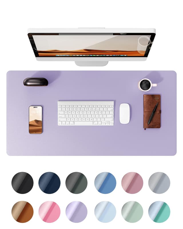 YSAGi Schreibtischunterlage 90x43cm, Premium Leder Mauspad XXL, Rutschfeste Tischunterlage Schreibunterlage, Multifunktionales Office Mousepad Schreibtisch Zubehör für Büro & Homeoffice (Lila) Lila 90 x 43 cm