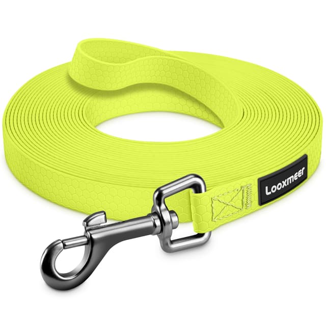 Wasserdicht Schleppleine für Hunde, 3m 5m 7m 10m 15m 20m 25m 30m Biothane Schleppleine mit Robusterem Karabiner, Wasserfest Hundeleine, Laufleine für Große bis Kleine Hunde, Reißfeste Trainingsleine 7m Neon Gelb