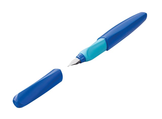 Pelikan Twist Füllhalter, Edelstahl-Feder in Strichbreite M inkl. Tintenpatrone, deep blue