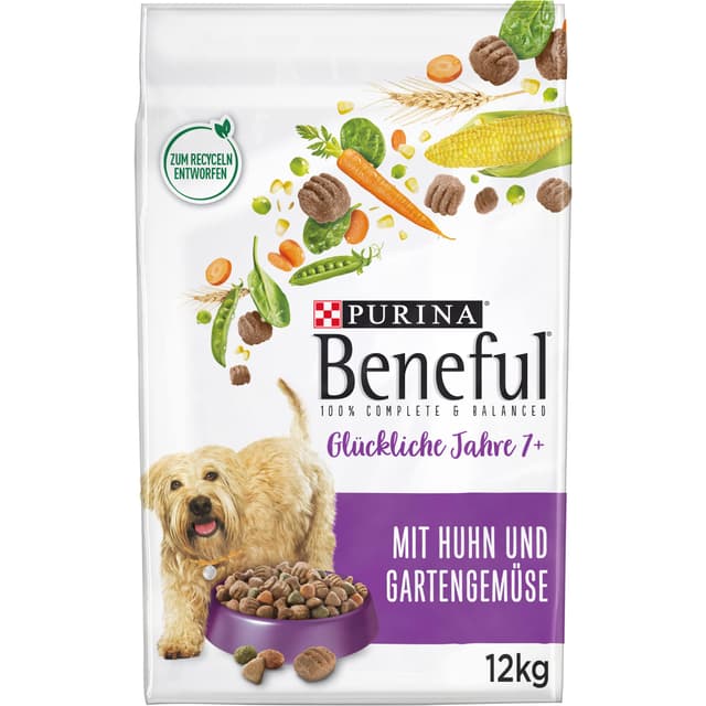 Beneful Glückliche Jahre 7+ Senior Hundefutter trocken, mit Huhn und Gartengemüse, 1er Pack (1 x 12kg) 12 kg (1er Pack)