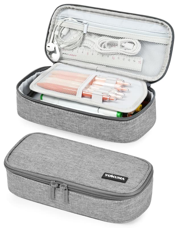 YOKUMA Federmäppchen mäppchen federtasche federmappe etui Schule groß Kapazität für Teenager Erwachsene schlamppermäppchen federpenal schulmäppchen Aesthetic Pencil case (grau)