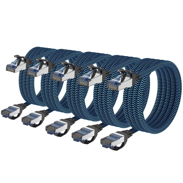 CABNEER 5 Stück 5x 1m LAN Kabel Netzwerkkabel CAT8 Ethernet Kabel, RJ45 Patchkabel 40Gbps 2000Mhz/s Gigabit, Hochgeschwindigkeit Internet Kabel Kompatibel für Router Modem Laptop PC 5 Stück 1M