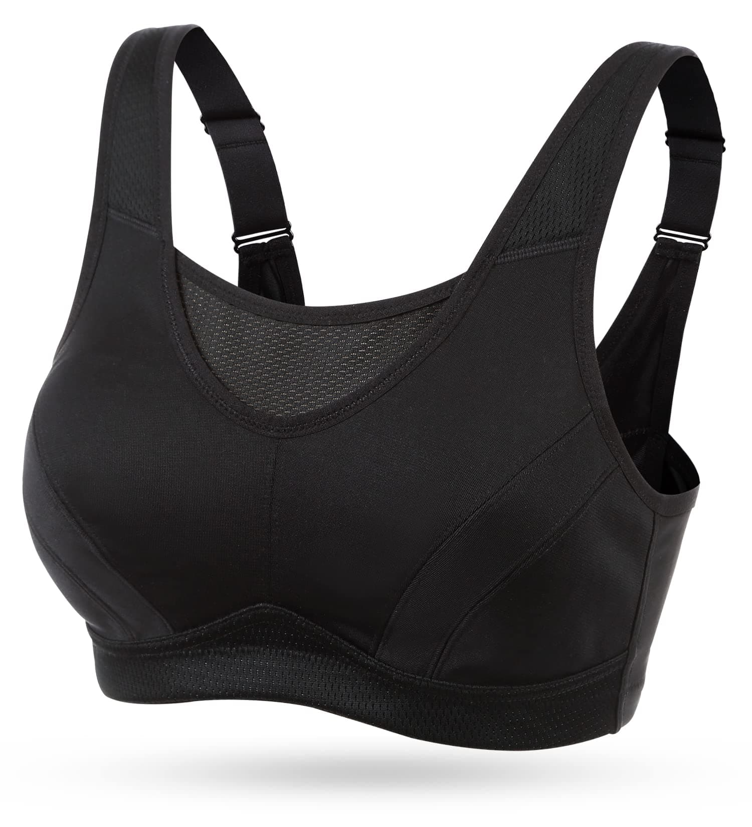 Wingslove Damen Sport BH ohne Bügel Nicht Gepolstert High Impact Bustier Halt Joggen BH 110F Schwarz