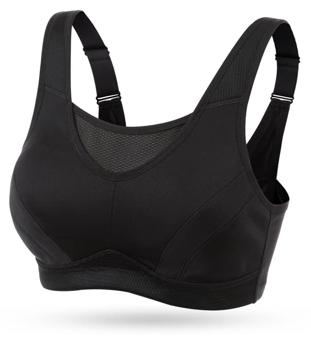 Wingslove Damen Sport BH ohne Bügel Nicht Gepolstert High Impact Bustier Halt Joggen BH 110F Schwarz