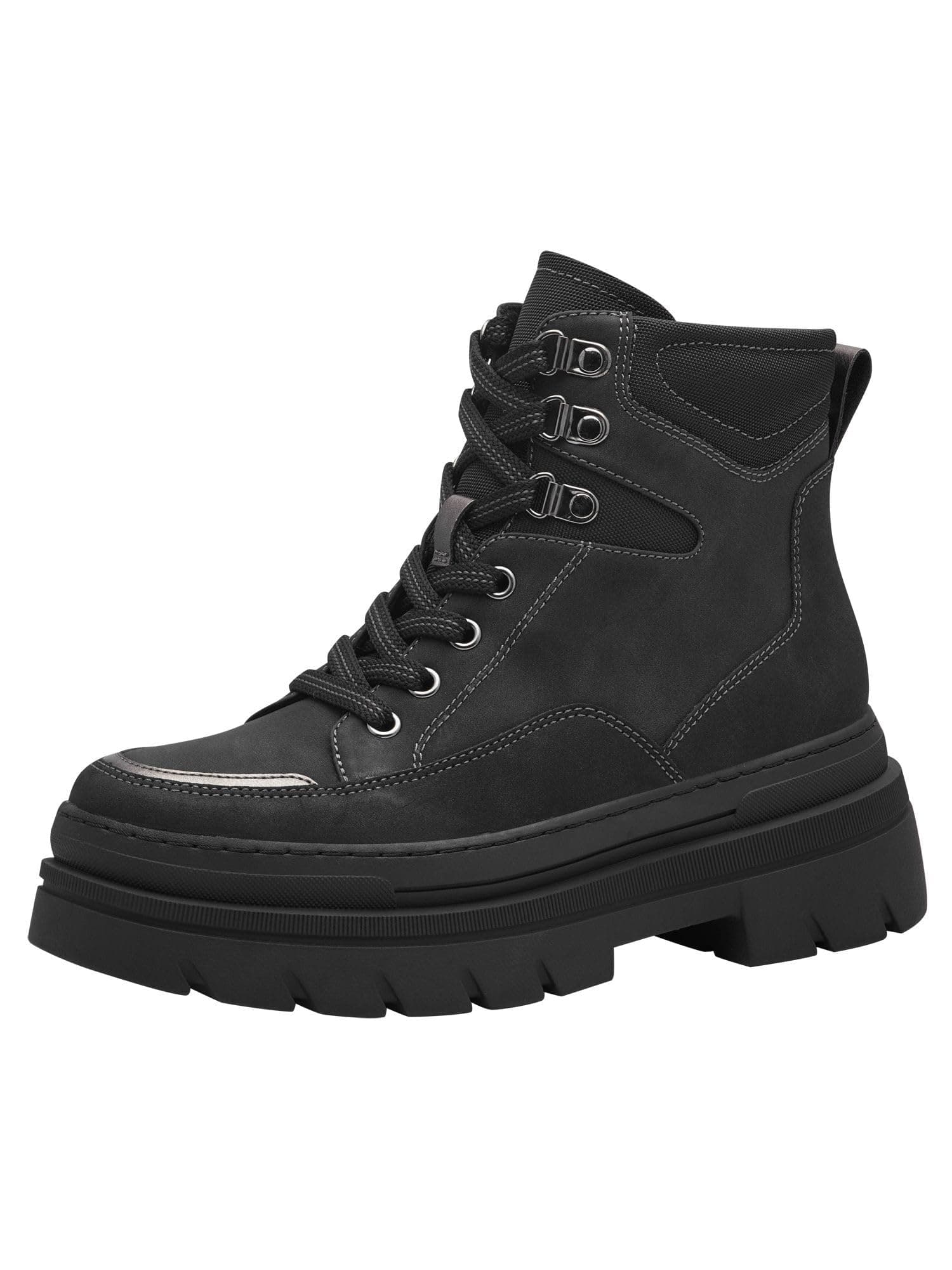 MARCO TOZZI Damen Stiefeletten zum Schnüren mit Plateau mit Reißverschluss 37 EU Black Comb
