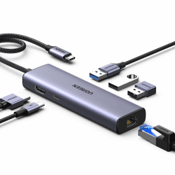 UGREEN Revodok 1061 USB C Hub Ethernet, 4K HDMI, PD100W, 3*USB A 3.0 Docking Station kompatibel mit iPhone 16, MacBook Pro M4, Mac mini M4, iPad, Surface, Galaxy S24, Steam Deck usw.