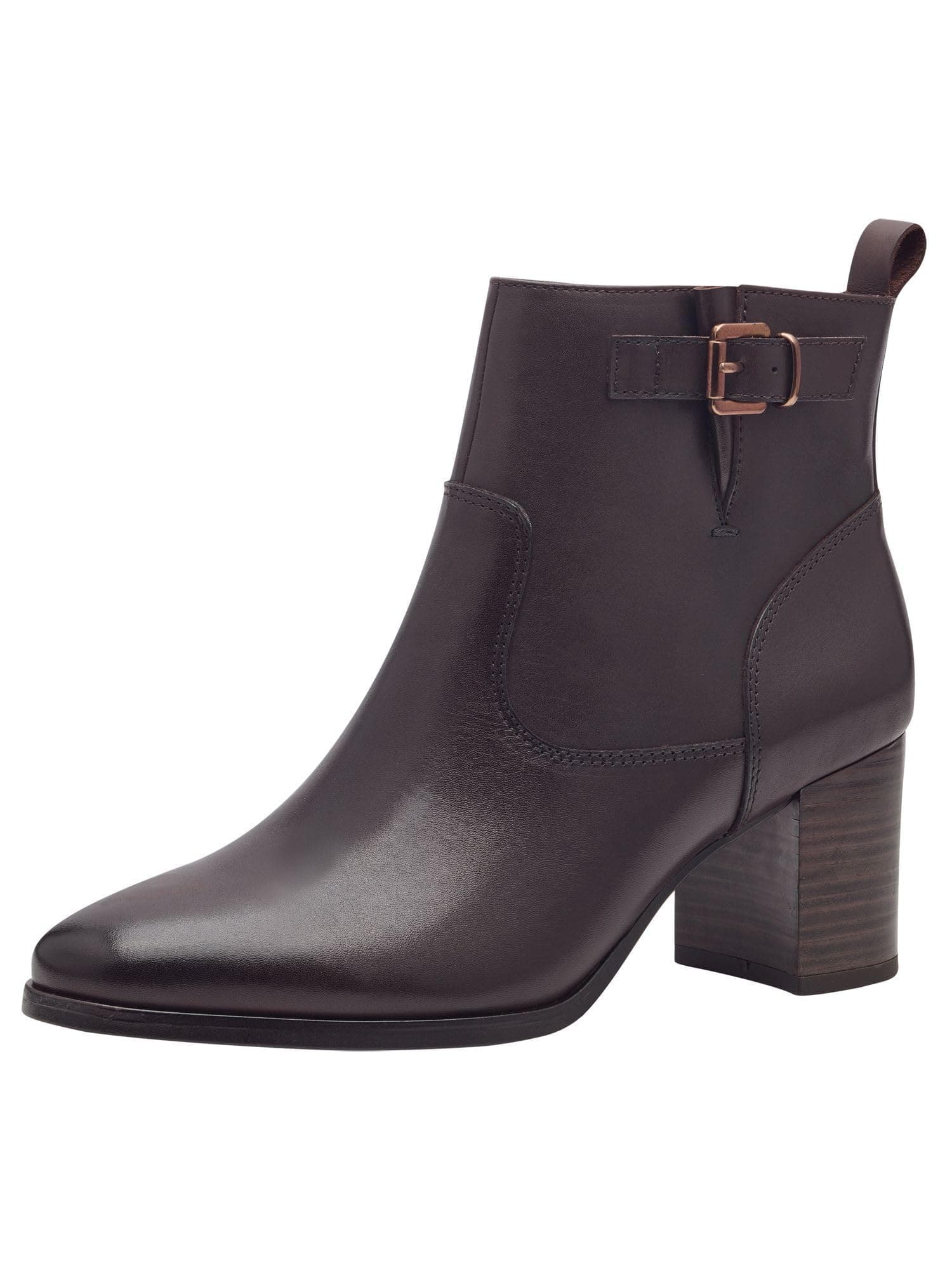 MARCO TOZZI Damen Stiefeletten mit Absatz aus Leder mit Reißverschluss