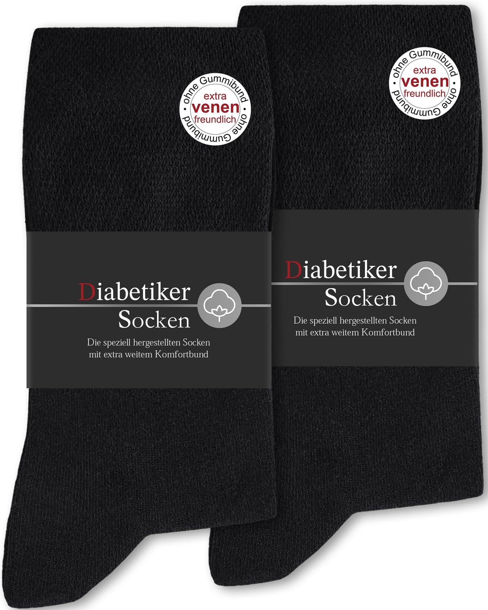 SockWaddles 6 Paar Diabetikersocken ohne Gummibund & ohne Naht 97% Baumwolle, Diabetiker Socken mit Komfortbund Hautfreundlich & Atmungsaktiv baumwollsocken für Damen Herren