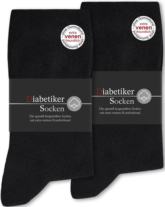 SockWaddles 6 Paar Diabetikersocken ohne Gummibund & ohne Naht 97% Baumwolle, Diabetiker Socken mit Komfortbund Hautfreundlich & Atmungsaktiv baumwollsocken für Damen Herren