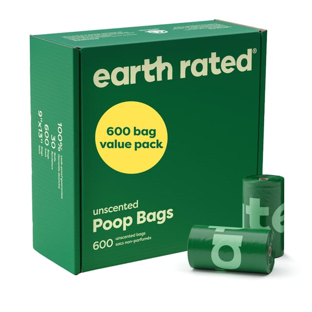 Earth Rated Hundekotbeutel Vorteilspackung, auslaufsichere und extra dicke Haustierkotbeutel für große und kleine Hunde, Nachfüllrollen, geruchlos, 600 Stück Unparfümiert 600 stück (1er Pack)