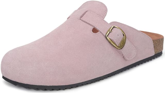 Intini Clogs Damen Herren Hausschuhe mit Fußbett Leder Pantoletten Gartenschuhe Geschlossene Bequeme Sommer Sandalen Latschen 36-48 40 EU Pink