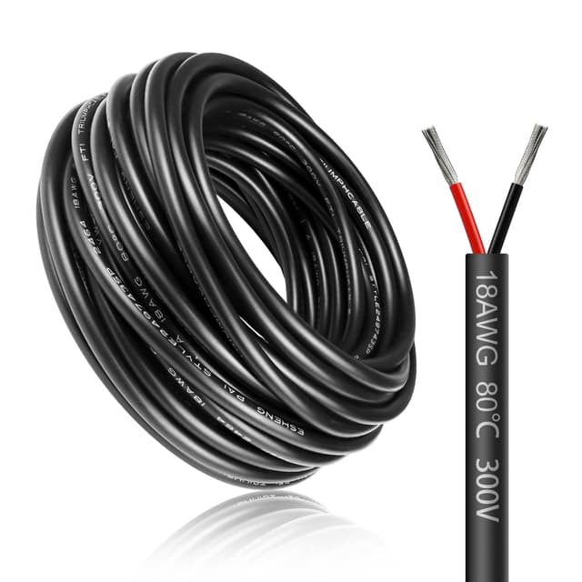 50 Meter 18AWG 2x0,75mm² Elektrischer Draht, 2 Adrig Kabel 5V/12V/24V Stromkabel Verzinntes Kupferkabel，Flexibel und Weich Niedrige Impedanz Hohe Temperaturbeständigkeit Verlängerungskabel 50 Meter 18AWG-2C(2x0,75mm²)