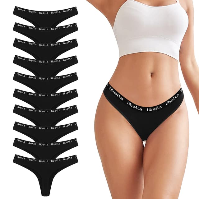 Uizuooy 10er Pack String Tanga Damen Baumwolle Sexy Unterwäsche für Frau Sexy Slip for Women Sportbund Thongs Soft Dessous Thong Mehrpack S-XL