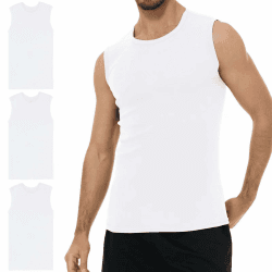 YouShow 3er Pack Unterhemd Herren 100% Baumwolle Tank Top Ärmellos mit Rundhals