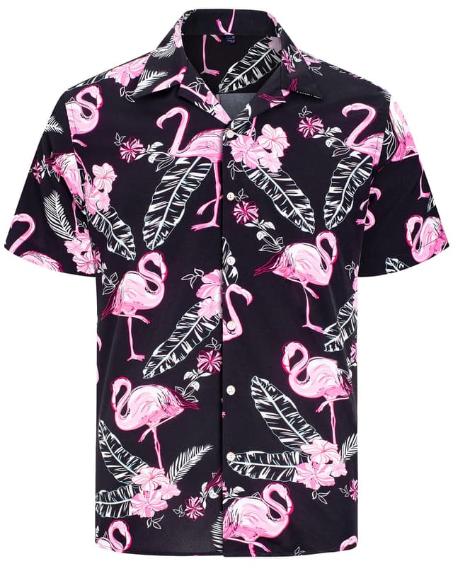 J.VER Hawaii Hemd Männer Sommer Funky Hawaiihemd Kurzarm Urlaub Bedruckter Strand Hemden Leicht Freizeithemden Button Down Oberhemd