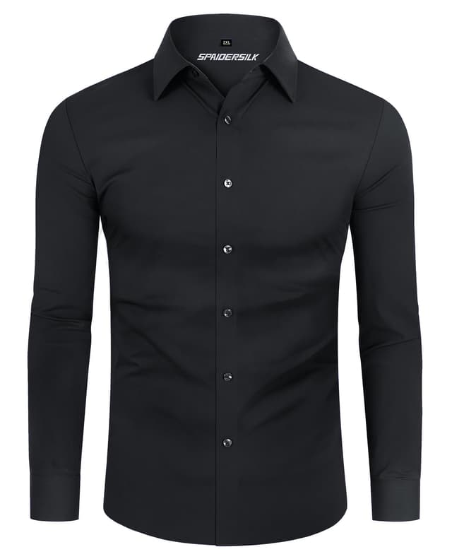 DEMEANOR Herren Hemd Langarm Stretch Slim Fit Freizeithemd Businesshemd Bügelfrei