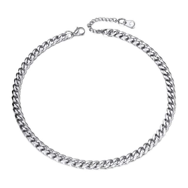 PROSTEEL Herren Halskette Klassische Panzerkette 3/6/9/12mm breit kubanische Gliederkette Herren Hip-Hop Kette Cuban Chain Necklace für Männer Jungen Edelstahl/18k vergoldet 36/46/51/55/61/66/71/76cm Silber-6mm 36.0 Zentimeter