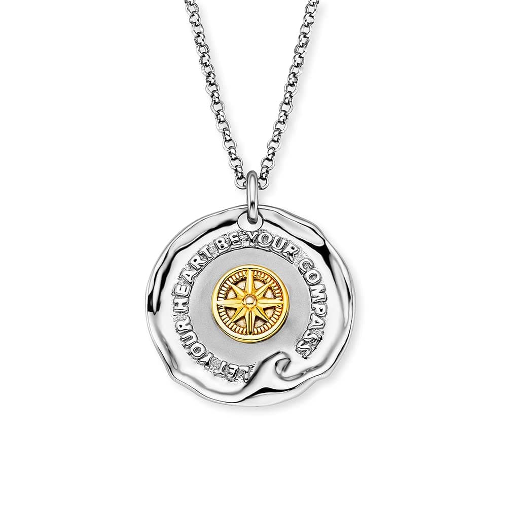 Engelsrufer Damen Halskette Aloha aus Sterling Silber mit rundem Bicolor Anhänger - Karabinerverschluss - in drei Längen verstellbar - nickelfrei