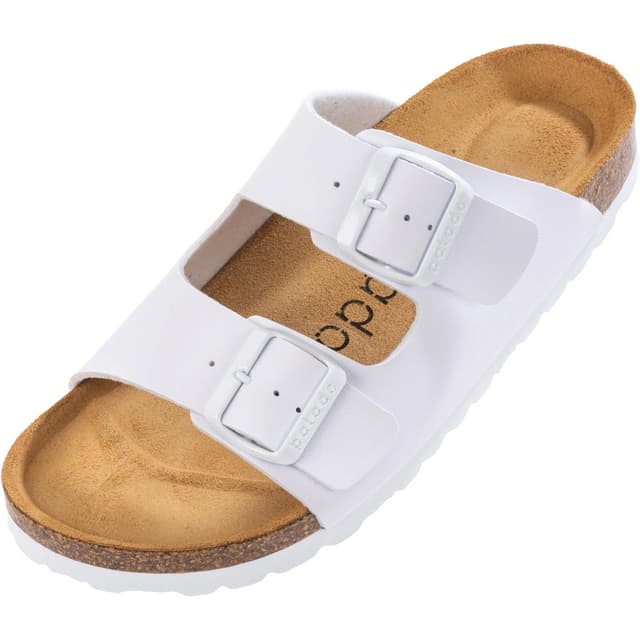 Palado Pantoletten Herren Korfu – gefertigt in Spanien – Veloursleder-Decksohle – ergonomisches Weichfußbett – mit verschiedenen Prägungen – EVA-Sohle 43 EU Weiß