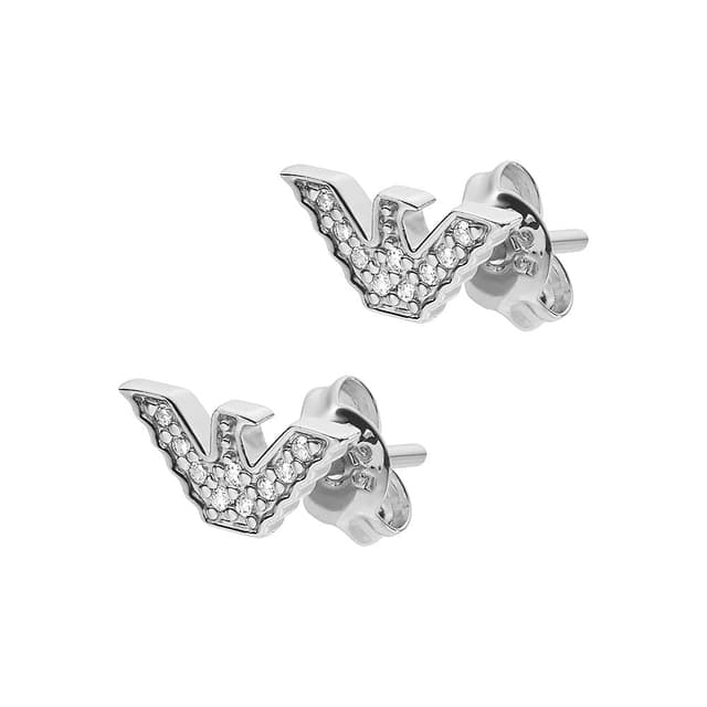 Emporio Armani Damen Ohrringe aus Edelstahl oder Halbedelsteinen mit Push-Back-Verschluss, Flint Silber