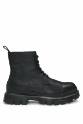 HUGO Herren Fabyan halb Schnür-Boots aus genarbtem Leder mit Chunky-Sohle Größe