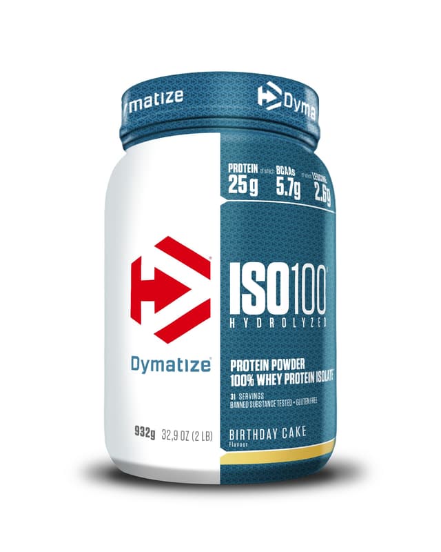 Dymatize ISO 100 Hydrolyzed Birthday Cake 932g - Whey Protein Hydrolysat + Isolat Pulver Birthday Cake 31 Portionen