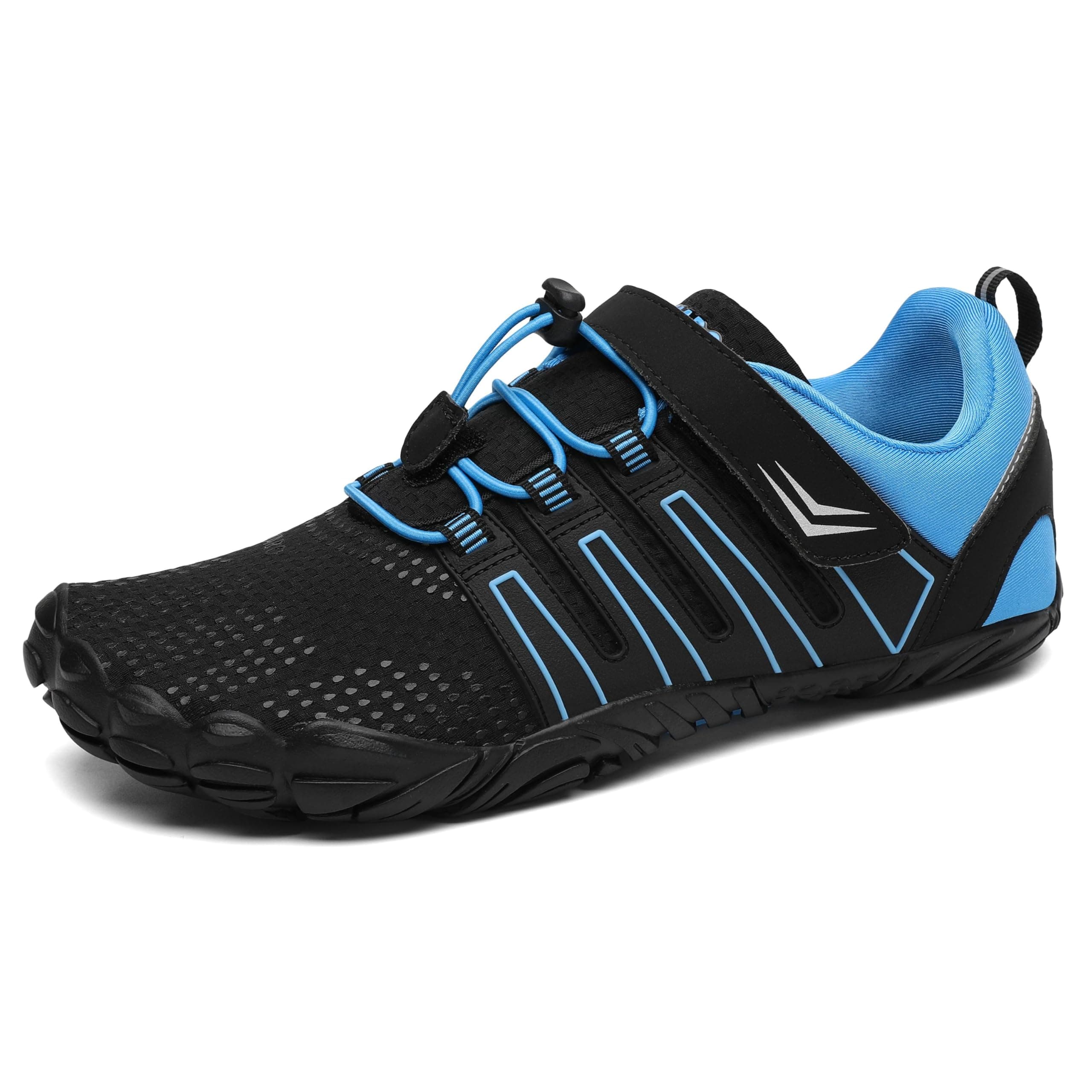 SAGUARO Unisex Barfußschuhe Outdoor Zehenschuhe mit Breite Zehenbox & Zero-Drop Sohle Gr.36-48 43 EU Blau Schwarz