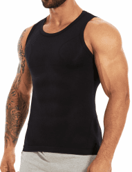 MISS MOLY Shapewear Herren Kompressionsshirt Herren Ärmellos Body Shaper Elastische Bauchweg Unterhemd Herren Tank Top Figurformend Bauchweg Shirt Herren Weste Schwarz XL