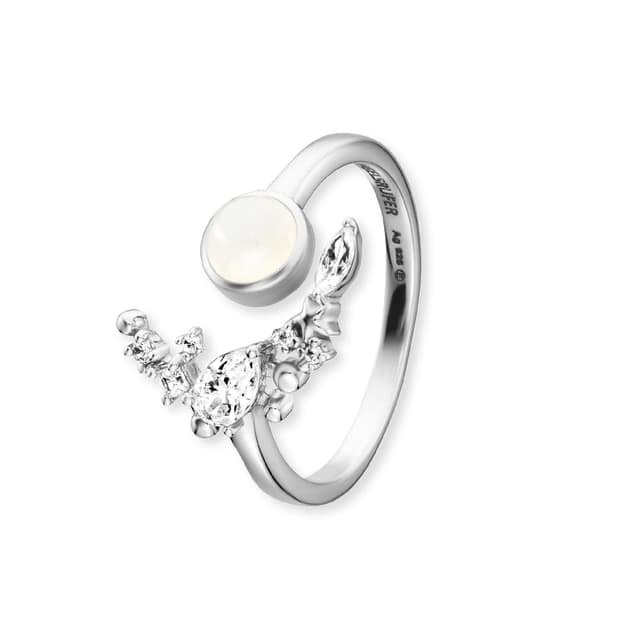 Engelsrufer Damen Ring offen aus Sterling Silber - besetzt mit 7 Zirkonia Steinen - größenverstellbar - nickelfrei