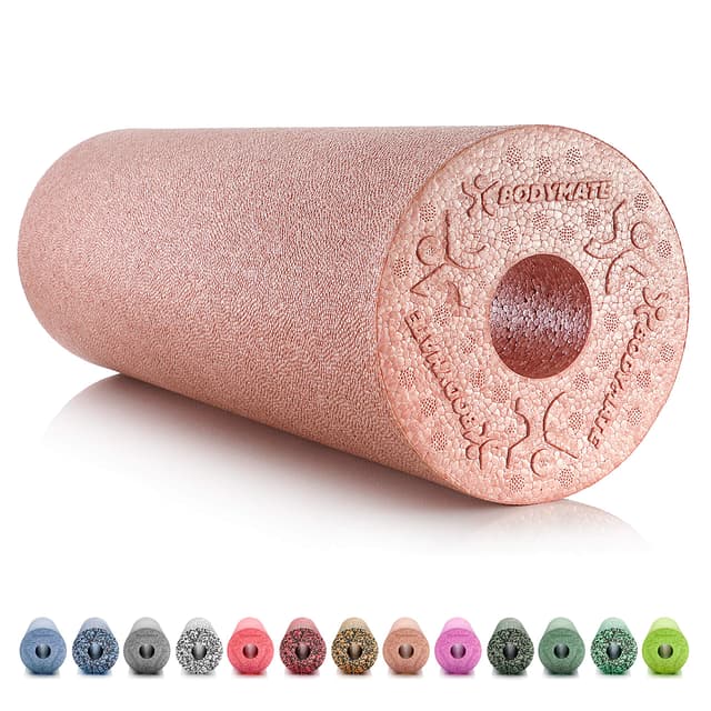 BODYMATE Faszienrolle Standard Mittel-Hart Länge 45 cm Durchmesser 15 cm mit Gratis E-Book - Professionelle Faszienroller Größen Rose Gold