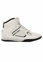 Gorilla Wear Bodybuilding Schuhe Troy High Tops - Schwarz/Rot - Sport Freizeit Alltag Training Workout Schnürsenkel mit Logo Bequem Extra Starker Halt für Herren 37 EU Weiß