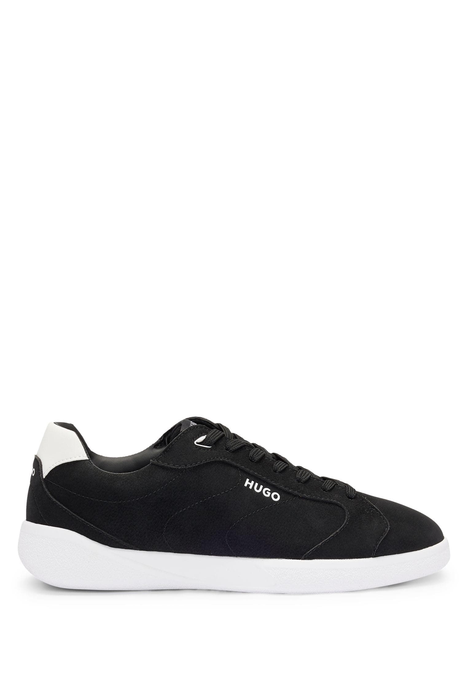 HUGO Herren Riven Tenn Schnür-Sneakers aus Kunstleder mit Logo-Detail Größe 39 EU Schwarz