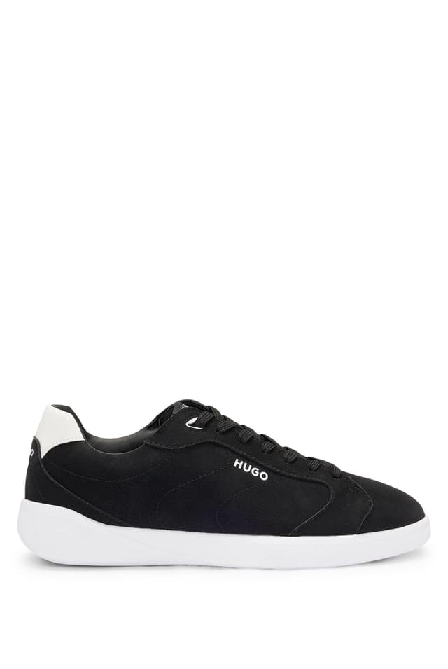 HUGO Herren Riven Tenn Schnür-Sneakers aus Kunstleder mit Logo-Detail Größe 39 EU Schwarz