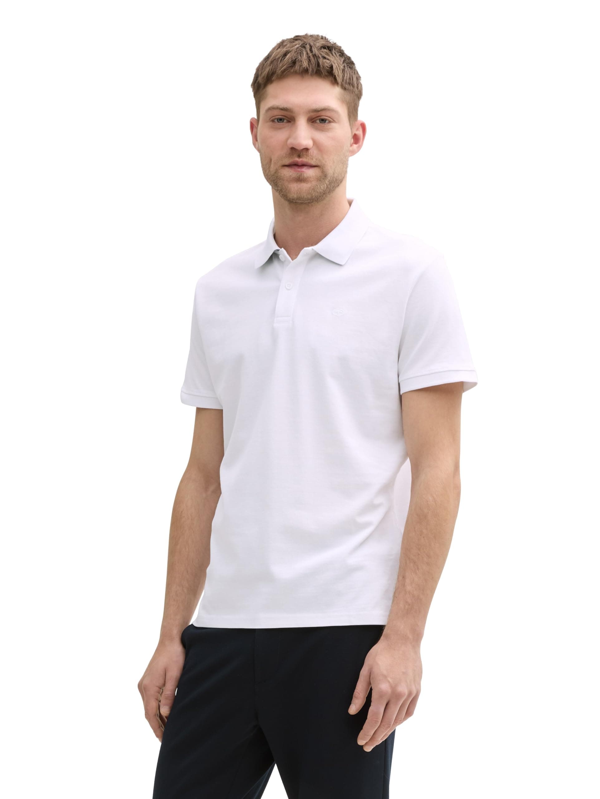 TOM TAILOR Herren Basic Piqué Poloshirt L 28847 - Lucid White