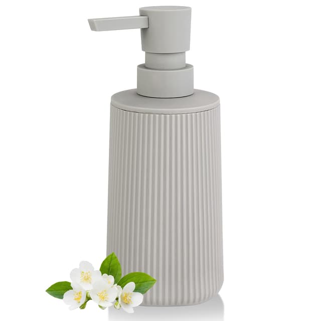 Moderne Seifenspender Beige Kunststoff Spülmittelspender, Seifenspender Bad für Badezimmer, Arbeitsplatte, Küche, Soap Dispenser mit Pumpspender (Beige) Flüssigpumpe Beige