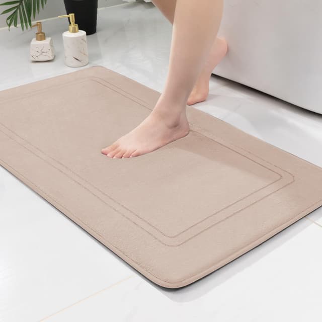 chakme Badematte rutschfest,Badezimmerteppich Weich Badteppich Saugfähige Badvorleger Duschvorleger Fussmatte für Badezimmer Beige 60x90cm 60x90cm Beige