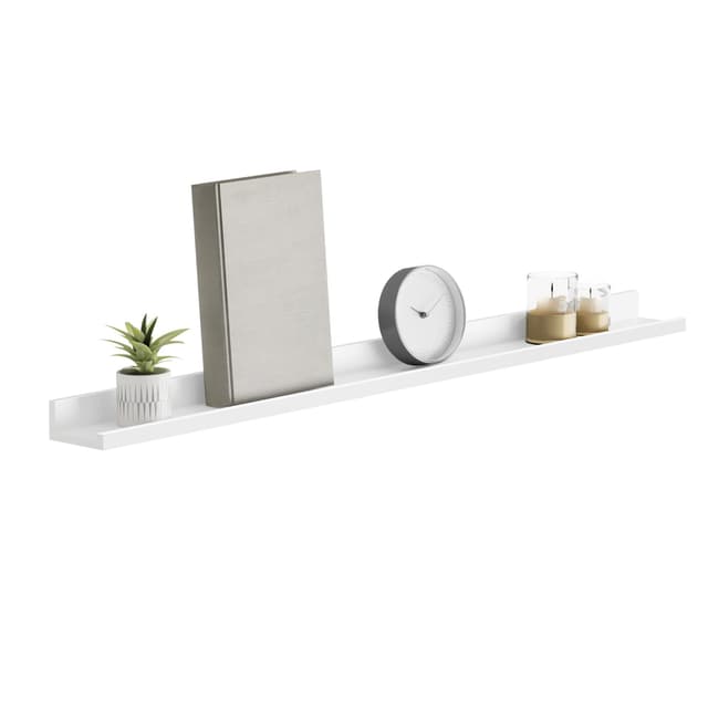 SONGMICS Wandregal, Schweberegal, 10 x 110 cm, Wandboard für Bilderrahmen und Bücher, Bilderregal für Wohnzimmer, Schlafzimmer, Bad, Küche, weiß LWS46WT 1er set (110Bcm) Weiß