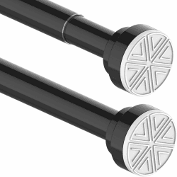 1Stück Duschstange Ohne Bohren Duschvorhangstange Teleskopstange für Schränke, Badezimmer, Kleiderschrank 115-205CM Schwarz(Durchmesser 25mm) Schwarz 115-205CM