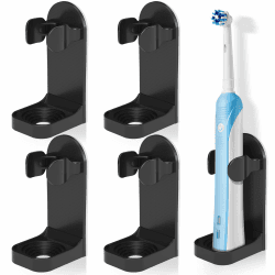 HOMMAND 4 Pack Elektrische Zahnbürstenhalter zur Wandmontage, Stark Klebende Elektrische Zahnbürstenhalter, Verstellbarer Zahnbürste Halter für Die Aufbewahrung im Badezimmer (Universell), Schwarz Schwarz 4pcs