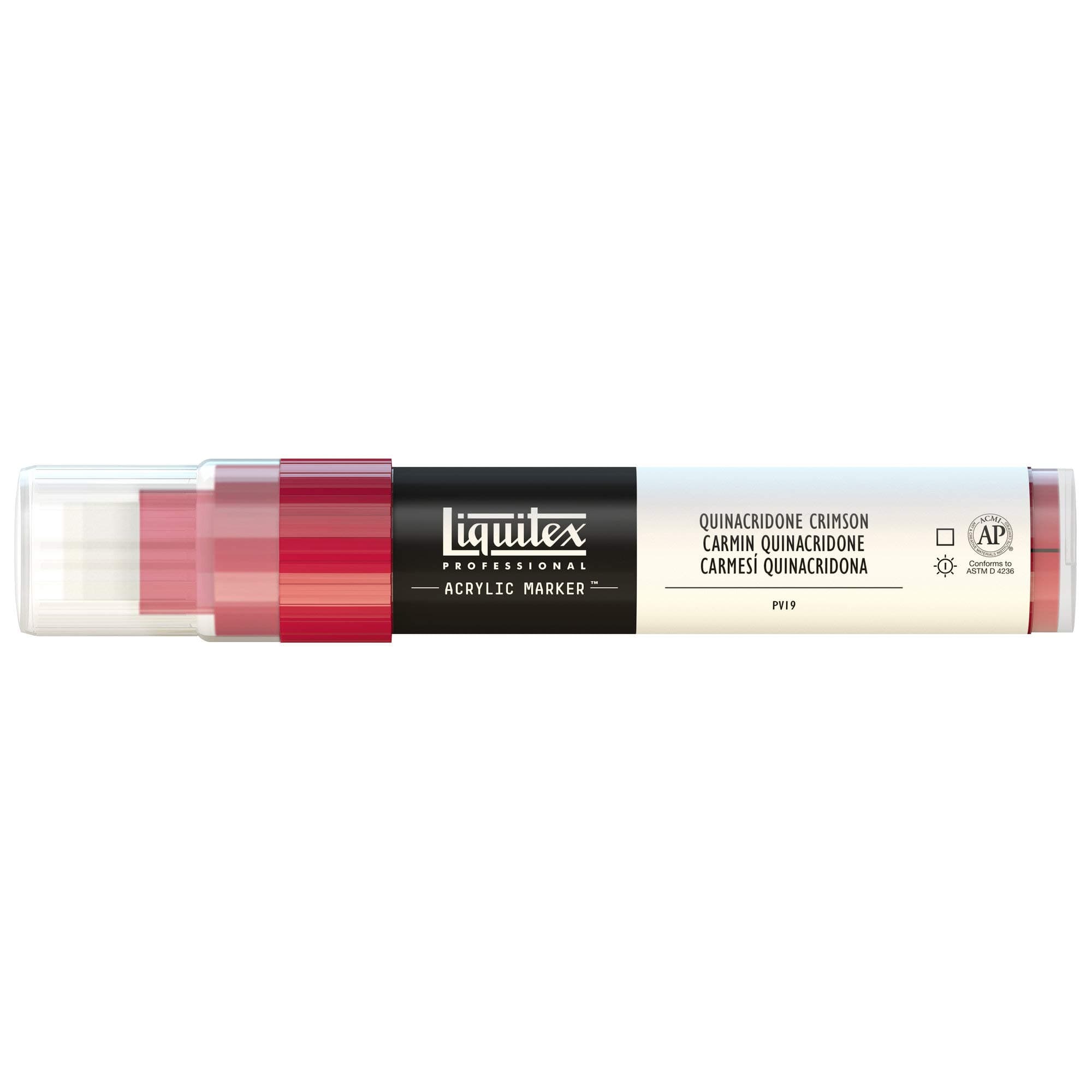 Liquitex 4610110 Professional Paint Marker, Acrylmarker mit hochpigmentierte Acrylfarbe auf Wasserbasis für den Innenbereich & Außenbereich, breite Spitze - Quinacridone Karmesin 1 stück (1er Pack) Quinacridone Karmesin