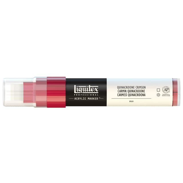 Liquitex 4610110 Professional Paint Marker, Acrylmarker mit hochpigmentierte Acrylfarbe auf Wasserbasis für den Innenbereich & Außenbereich, breite Spitze - Quinacridone Karmesin 1 stück (1er Pack) Quinacridone Karmesin