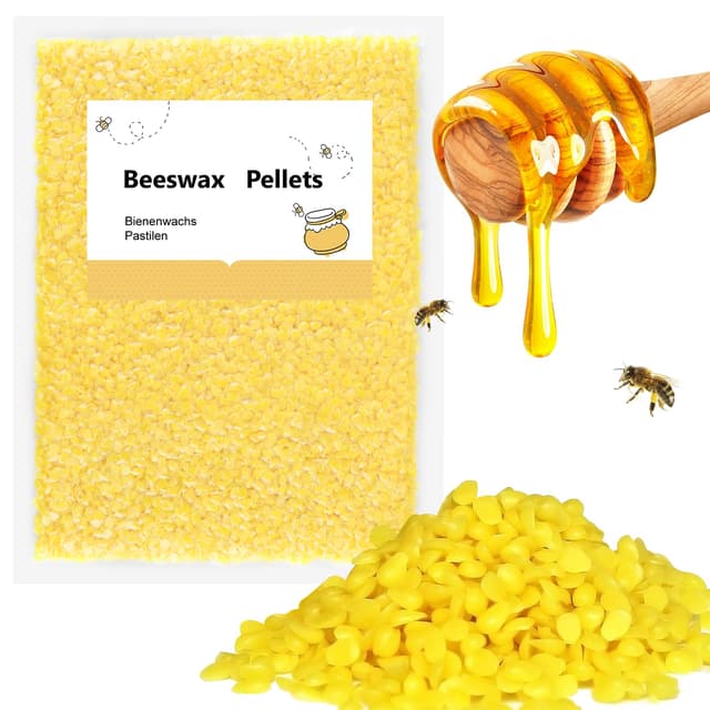 BALFER 100% Reine Bienenwachs Pastillen 900g, für Kosmetik, Kerzen, Cremes, Salben, Seifen, Bienenwachstücher, Kerzenherstellung und Leder-/Holzpflege, Granulat Gelb