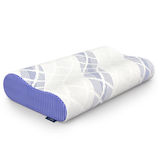 LAMB Kissen Nackenkissen, Höheneinstellbares Kissen Memory Foam Ergonomisches, Nackenstützkissen mit waschbarer Kopfkissenbezug 60x36x12/10cm Blau 1