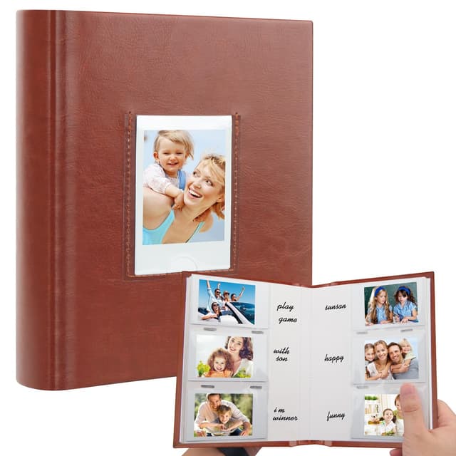 180 Taschen Fotoalbum für Fujifilm Instax Mini 12 11 40 9 99 8 Evo Kamera, Für Polaroid Kamera, Frontfenster, Fotobuch mit Schreibfläche für Polaroid 3 Zoll Instant Film, K-pop Fotokarten (Braun)